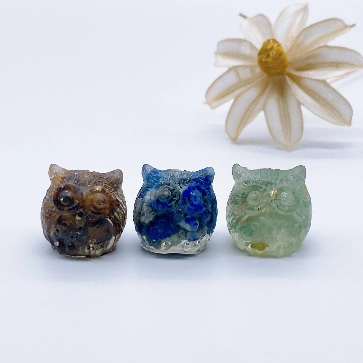 Mini Owl Decorations Natural Crushed Crystal Stone Epoxy Resin Exquisite Desk Ornaments Home Decoration Children Gift