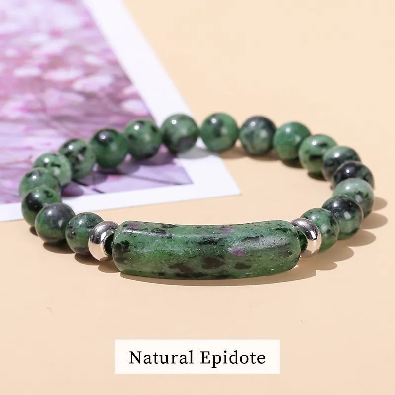 JD Natural Stone Tiger Eye Amethyst Rectangle Bar Charm Bracelet Women Men Reiki Healing Bead Chakra Bangles Couples Jewelry