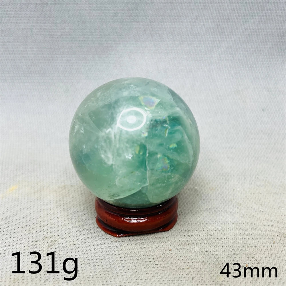 Natural Gem Ball Green Fluorite Rainbow Crystal Home Room Feng Shui Decoration Witchcraft Altar Supplie Energy Spiritual Healing
