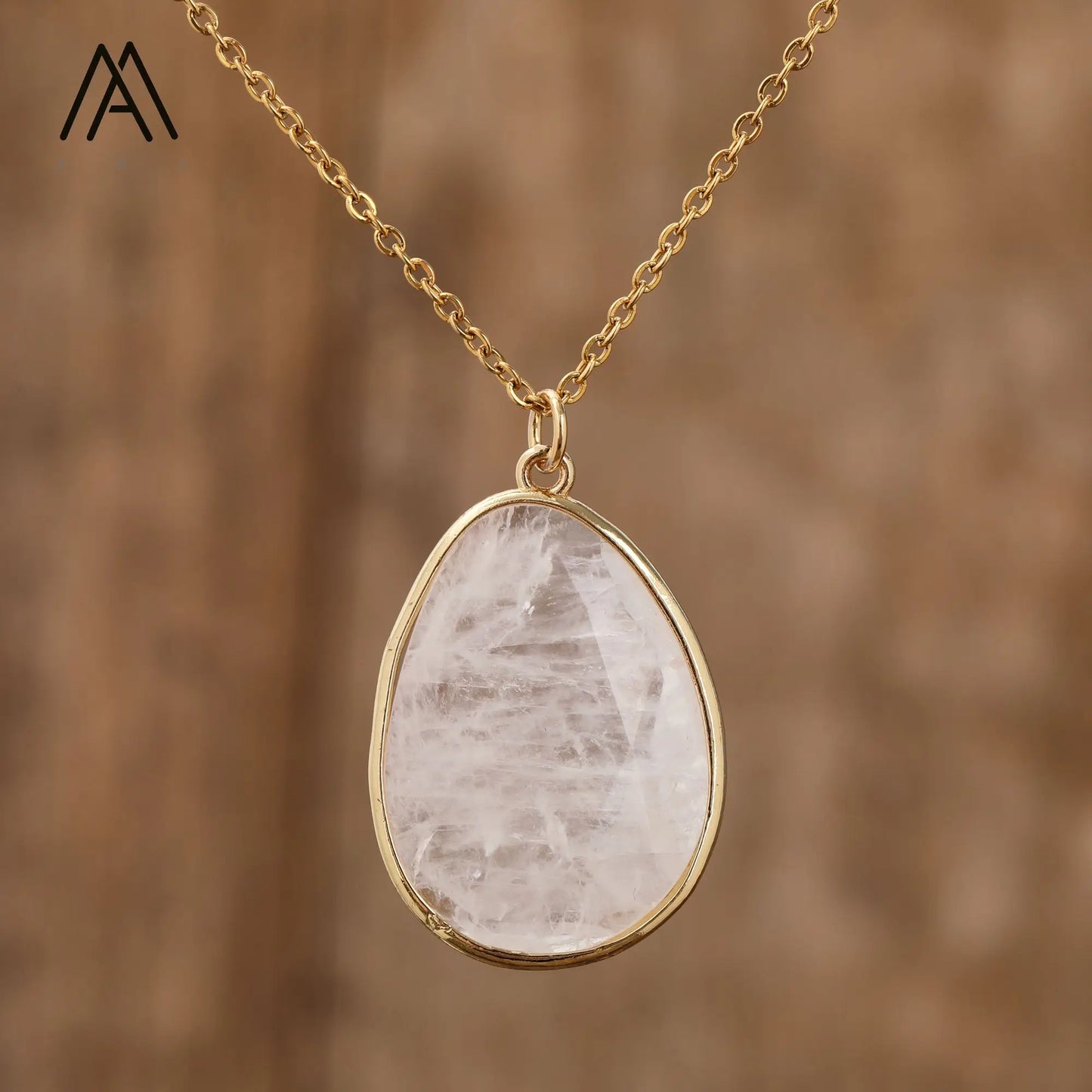 Classic Natural Gemstone Labradorite Amethyst Rose Quartz Healing Crystal Necklace Pendant Chokers Gift to Lady Women