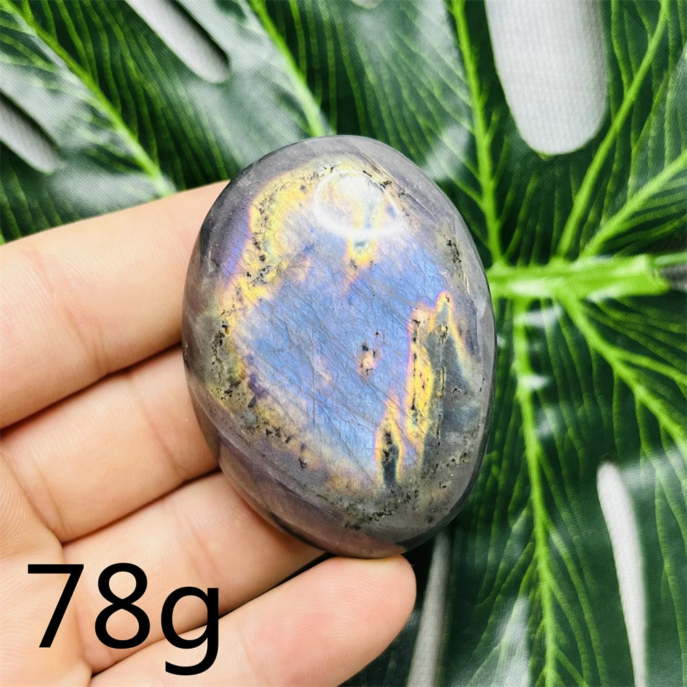 Natural Gemstone Purple Labradorite Palm  Double-sided Glitter Home Decor Holiday Gift Witchcraft Altar Crystal Stone Healing