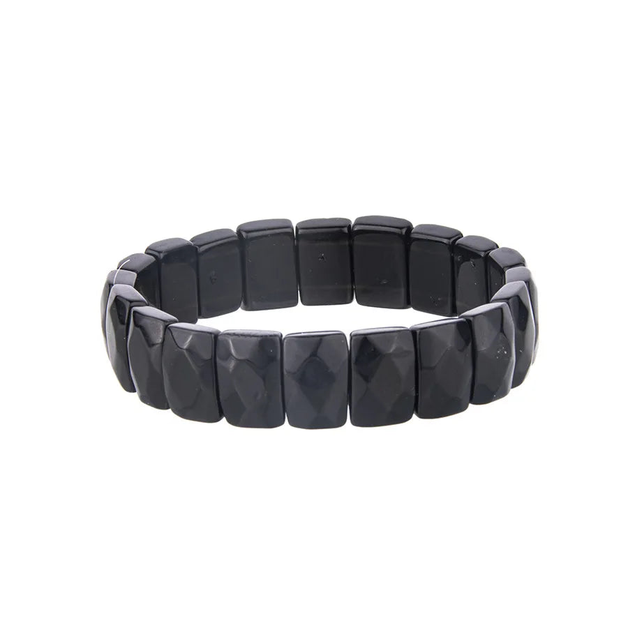 Fashion natural stone crystal rectangular cut square poker bracelet semi-precious stone agate bracelet