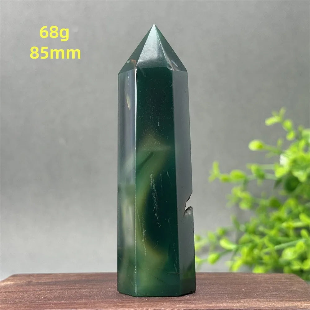 Natural Green Cherry Blossom Agate Crystal Energy Wand, Healing Reiki, spiritual, Feng Shui, prayer Witchcraft, Home Decoration