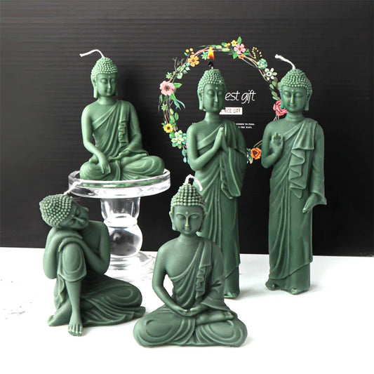 3D Buddha Statue Silicone Mold Namaste Stand Seat Relaxed Monk Candle Soap Resin DIY Buddhism Zen Home Decor Meditation Mould