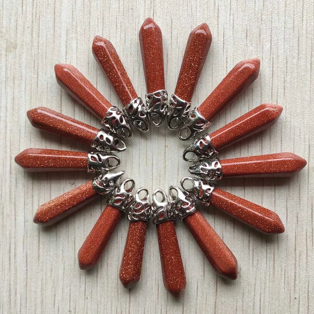 Fashion good quality Mix natural stone Hexagonal pillar pendants for necklaces  jewelry making 20pcs/lot wholesale fast shipping