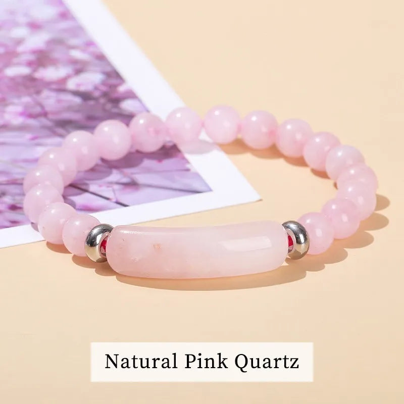 JD Natural Stone Tiger Eye Amethyst Rectangle Bar Charm Bracelet Women Men Reiki Healing Bead Chakra Bangles Couples Jewelry