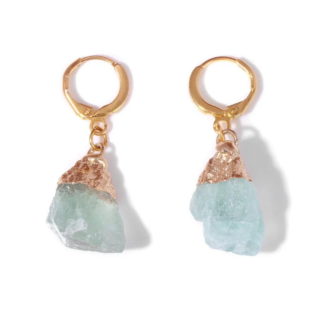 Natural Irregular Raw Stone Earrings Amethysts Apatite Lapis Quartz Stones Earring for Women Luxury Quality Jewelry Girls Gift