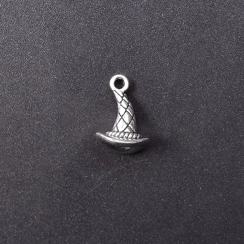 20pcs/Lot Wicca Accessories DIY Witch Hat Charms For Jewelry Making Supplies Metal Alloy Vintage Pendant Handmade Findings Bulk