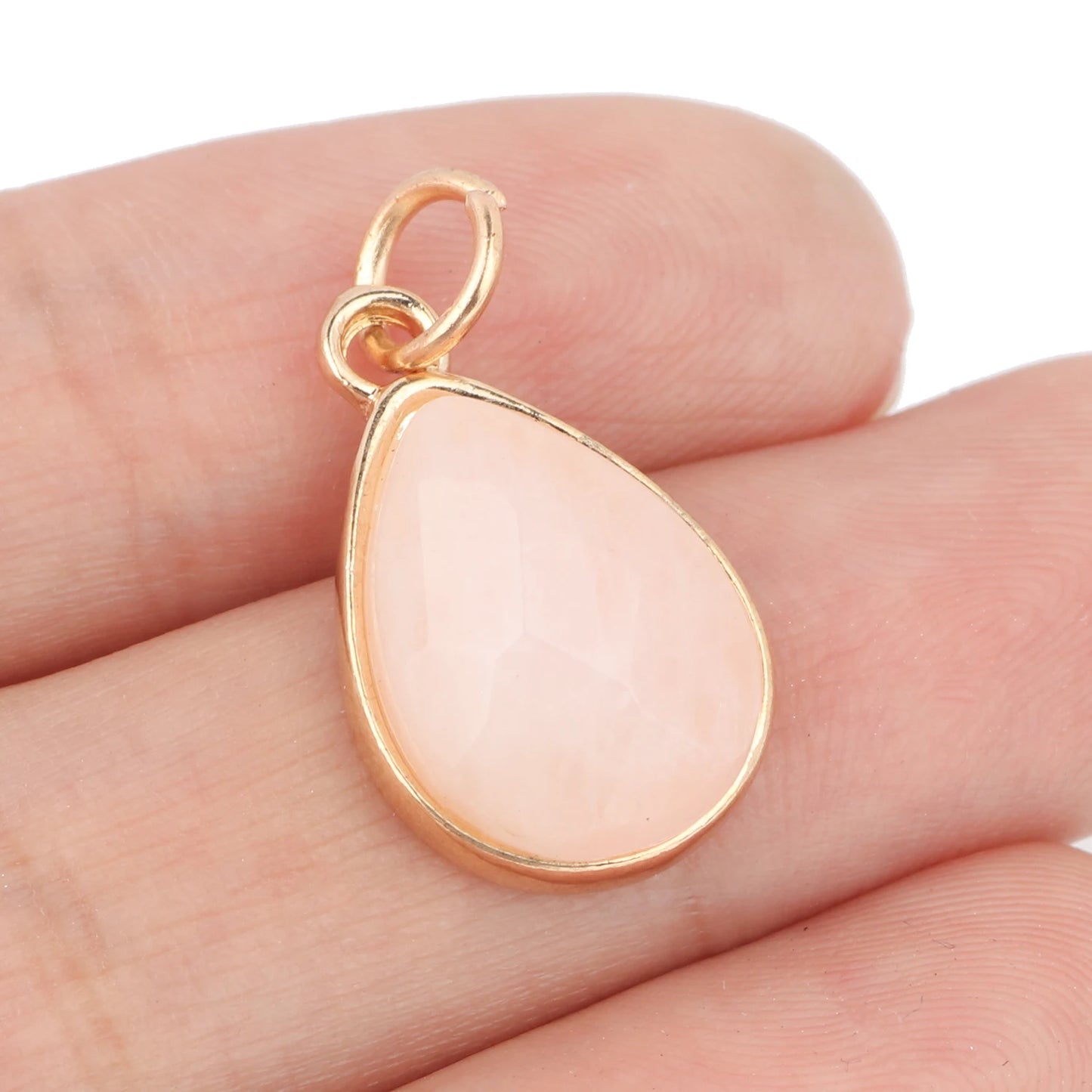 1pc Natural Stone Pink Quartz Crystal Pendant Gold Plated Heart Drop Shape Charms Pendants for Necklace Women Fashion Jewelry