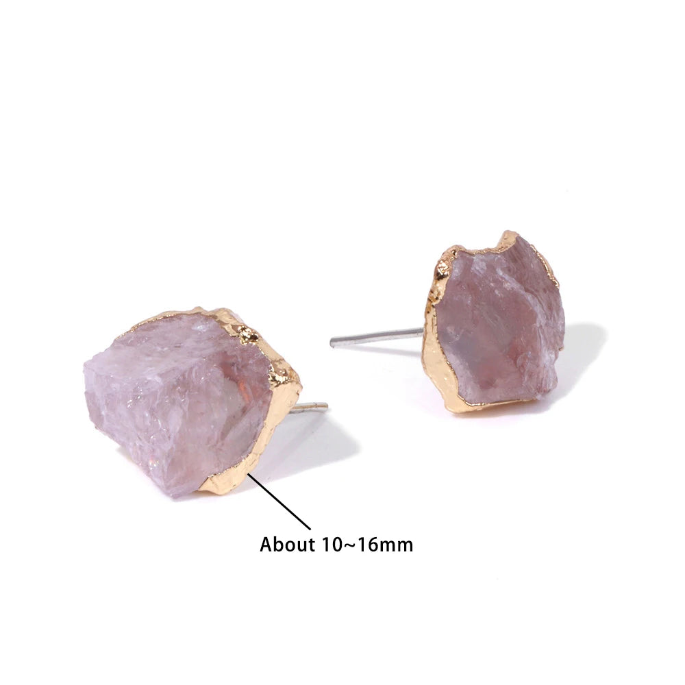 Natural Irregular Raw Stone Earrings Amethysts Apatite Lapis Quartz Stones Earring for Women Luxury Quality Jewelry Girls Gift