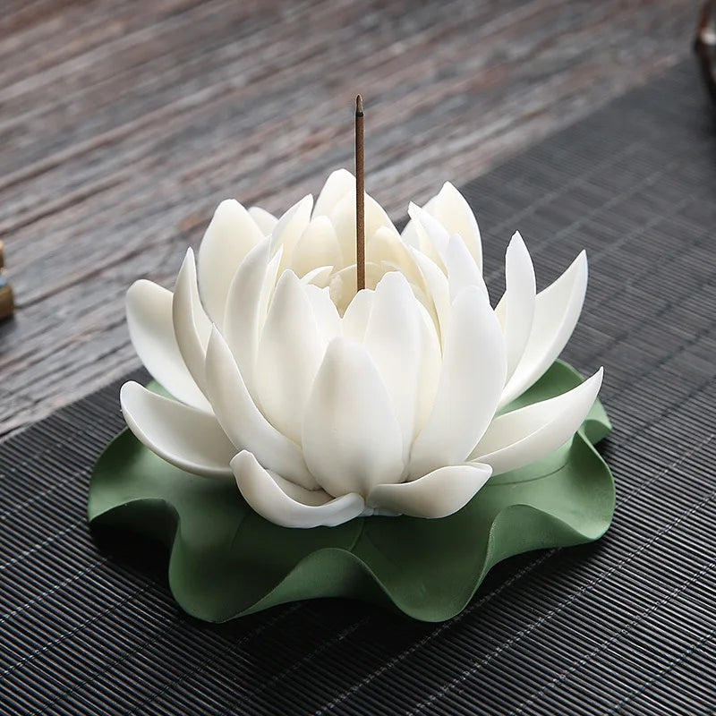 Zen Ceramic Censer Handicrafts Home Ornaments Water Lily Incense Burner Lotus Incense Stick Holder