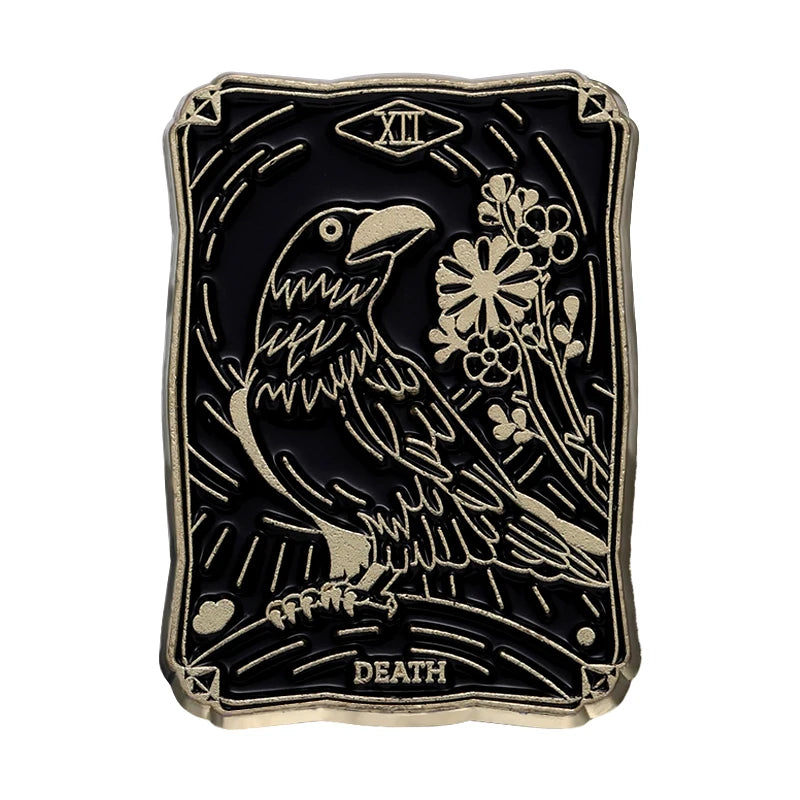 Black Tarot Enamel Pins Custom Sun Moon Stars Dark Witch Brooches Lapel Badges Punk Gothic Jewelry Gift for Friends