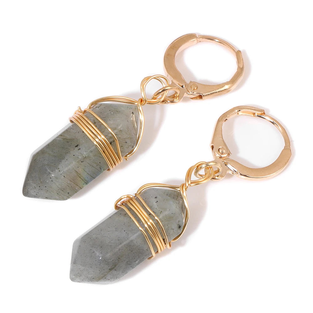Natural Irregular Raw Stone Earrings Amethysts Apatite Lapis Quartz Stones Earring for Women Luxury Quality Jewelry Girls Gift