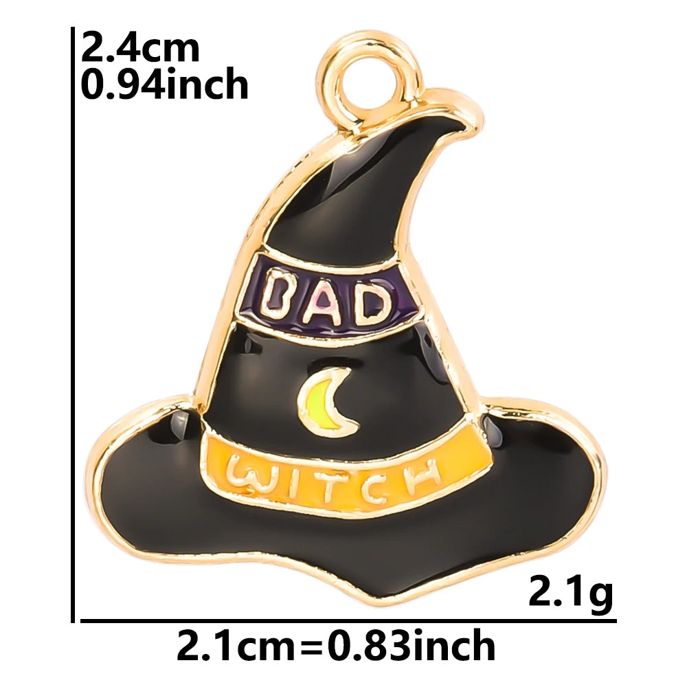 20pcs/Lot Wicca Accessories DIY Witch Hat Charms For Jewelry Making Supplies Metal Alloy Vintage Pendant Handmade Findings Bulk
