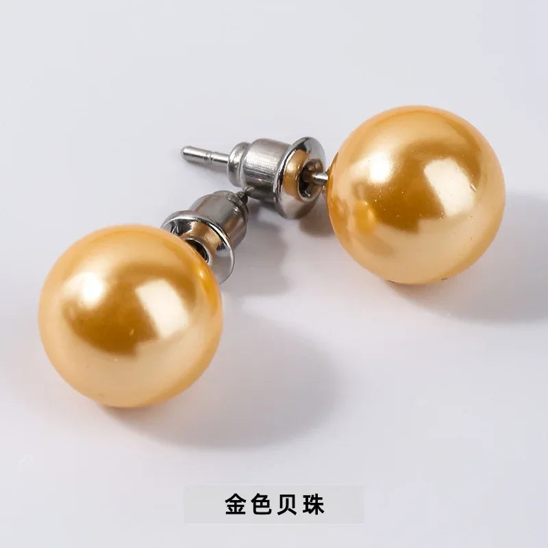 10 pairs Natural Stone Earrings Healing Crystal Quartzs Round Ball Beads Steel Stud Fashion Ear Jewelry for Women Girl Wholesale