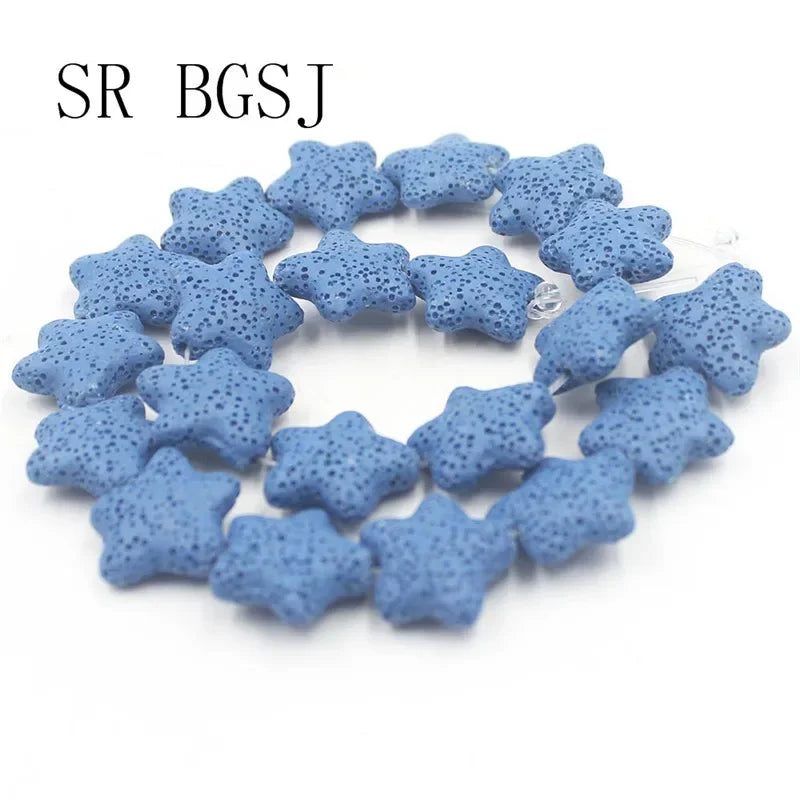 20mm  Select by Color Star Volcanic Rock Lava Loose Gems Spacer Beads Strand 15inch