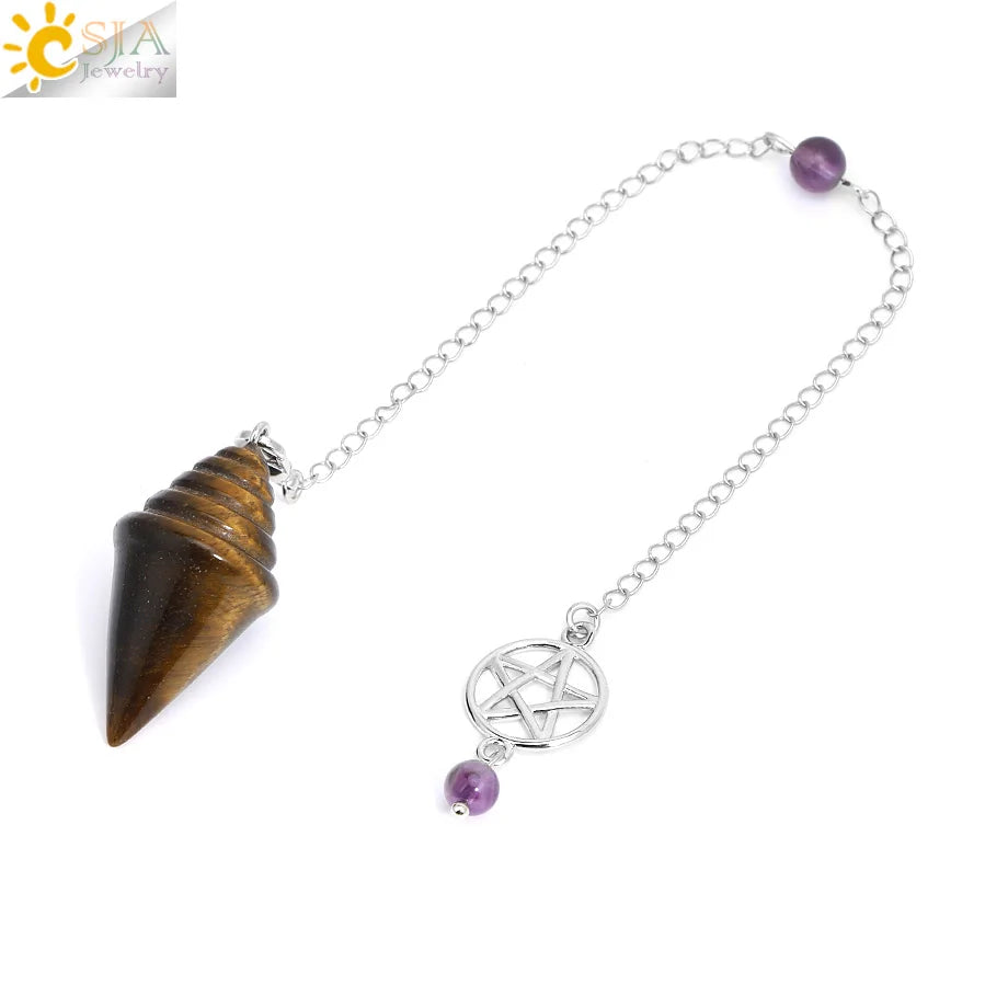 Crystal Stupa Pendulum for Dowsing Divination Witchcraft Reiki Natural Stone Fluorite Amethysts Pendant Spiritual Pendulos H478