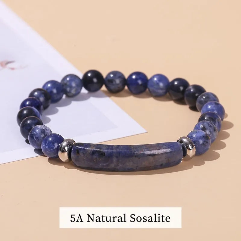 JD Natural Stone Tiger Eye Amethyst Rectangle Bar Charm Bracelet Women Men Reiki Healing Bead Chakra Bangles Couples Jewelry