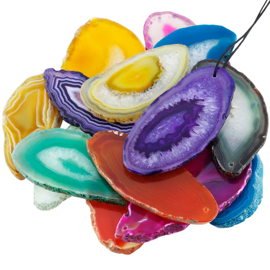 SUNYIK Natural Agate Onyx Slices Top Drilled Irregular Shapes Colourful Pendant For DIY Jewelry Home Decoration Accessories