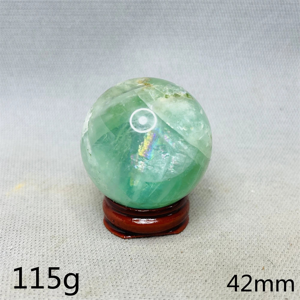 Natural Gem Ball Green Fluorite Rainbow Crystal Home Room Feng Shui Decoration Witchcraft Altar Supplie Energy Spiritual Healing
