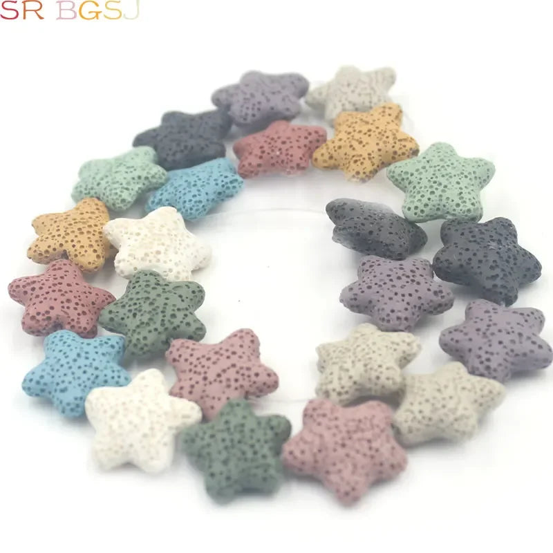 20mm  Select by Color Star Volcanic Rock Lava Loose Gems Spacer Beads Strand 15inch