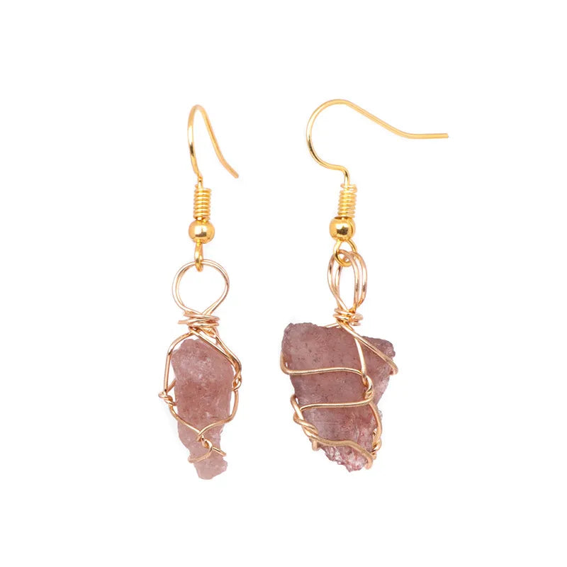 Natural Irregular Raw Stone Earrings Amethysts Apatite Lapis Quartz Stones Earring for Women Luxury Quality Jewelry Girls Gift