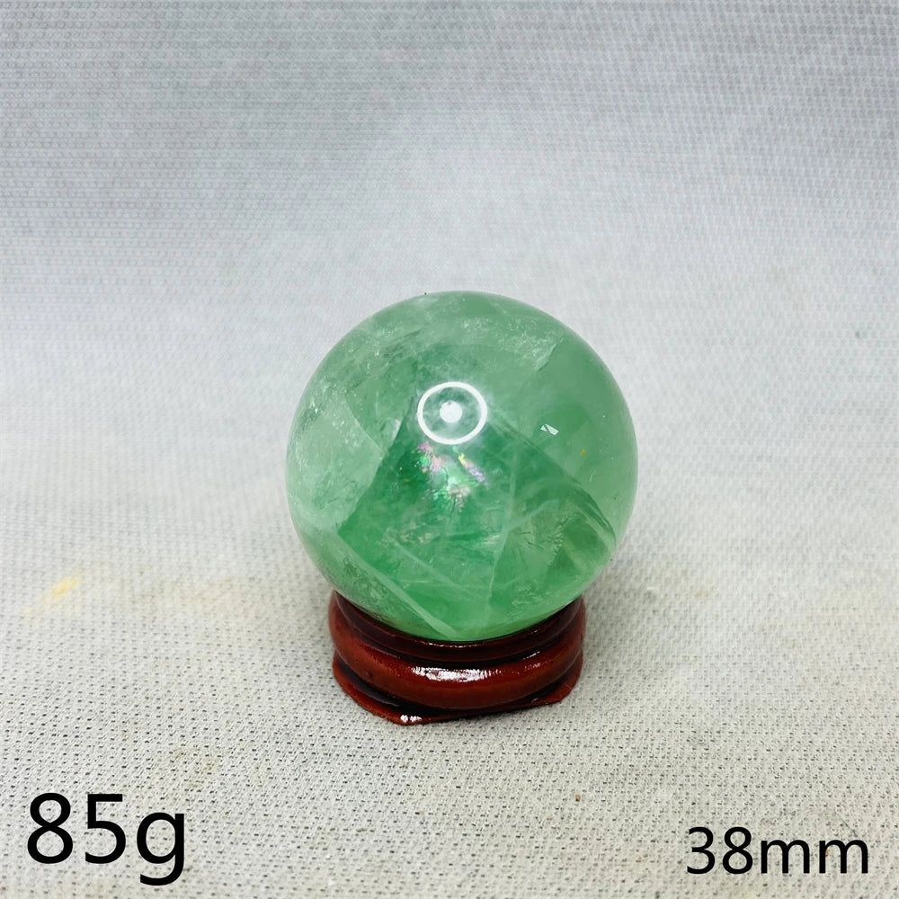 Natural Gem Ball Green Fluorite Rainbow Crystal Home Room Feng Shui Decoration Witchcraft Altar Supplie Energy Spiritual Healing