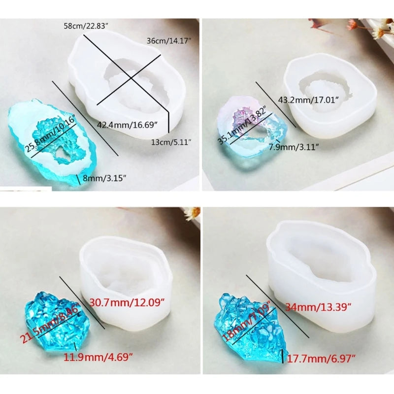 DIY Natural Stone Resin Mold Crystal Quartz Rock Cluster Druzy Gem Pendant Silicone Mold Resin Jewelry Making Tool