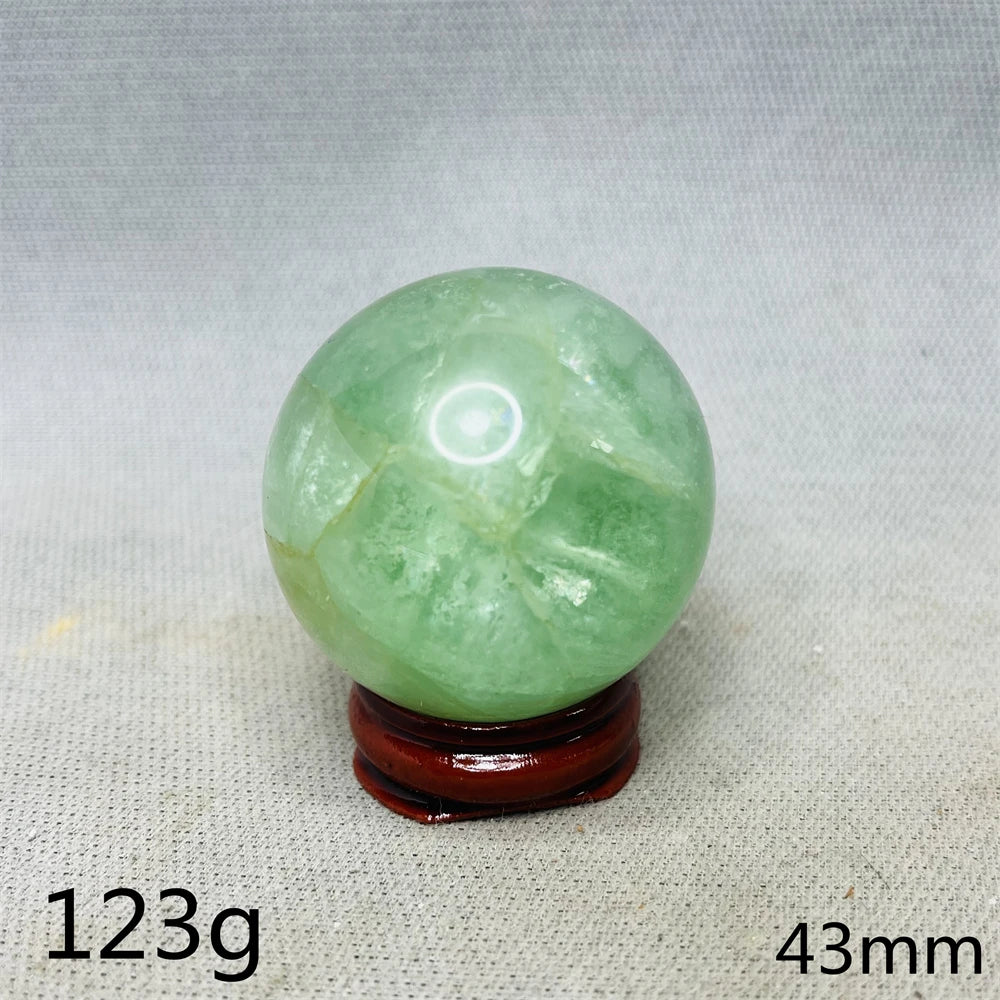 Natural Gem Ball Green Fluorite Rainbow Crystal Home Room Feng Shui Decoration Witchcraft Altar Supplie Energy Spiritual Healing