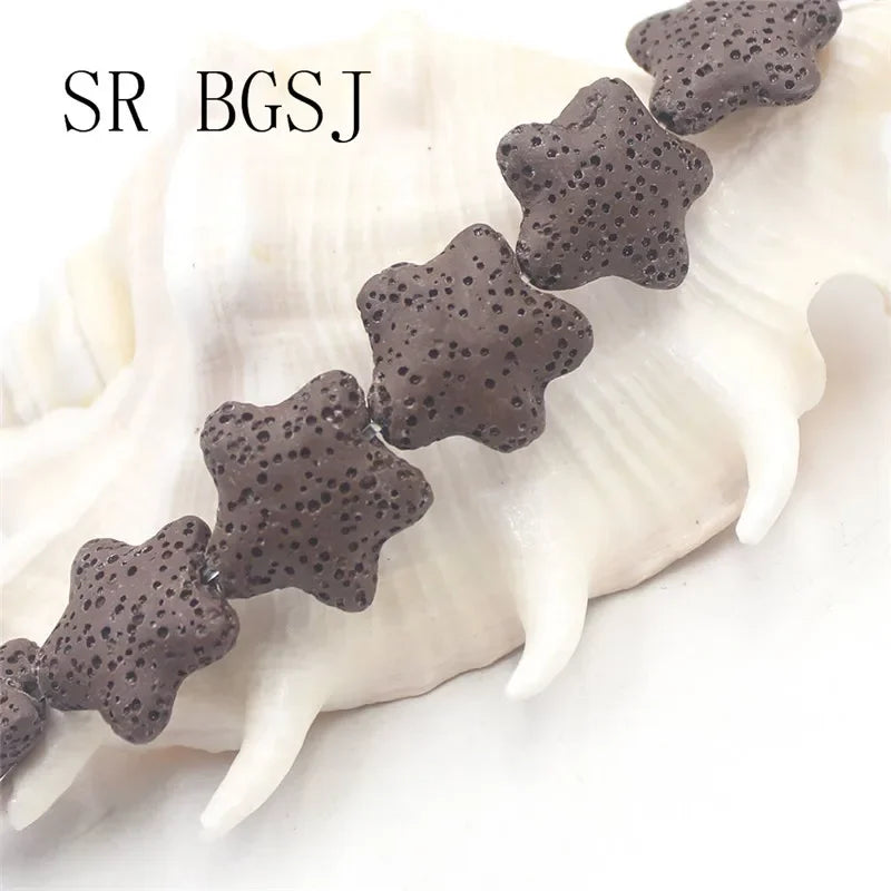 20mm  Select by Color Star Volcanic Rock Lava Loose Gems Spacer Beads Strand 15inch