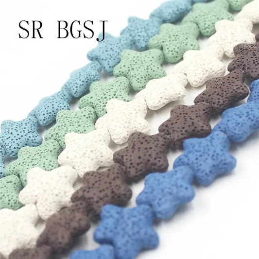 20mm  Select by Color Star Volcanic Rock Lava Loose Gems Spacer Beads Strand 15inch
