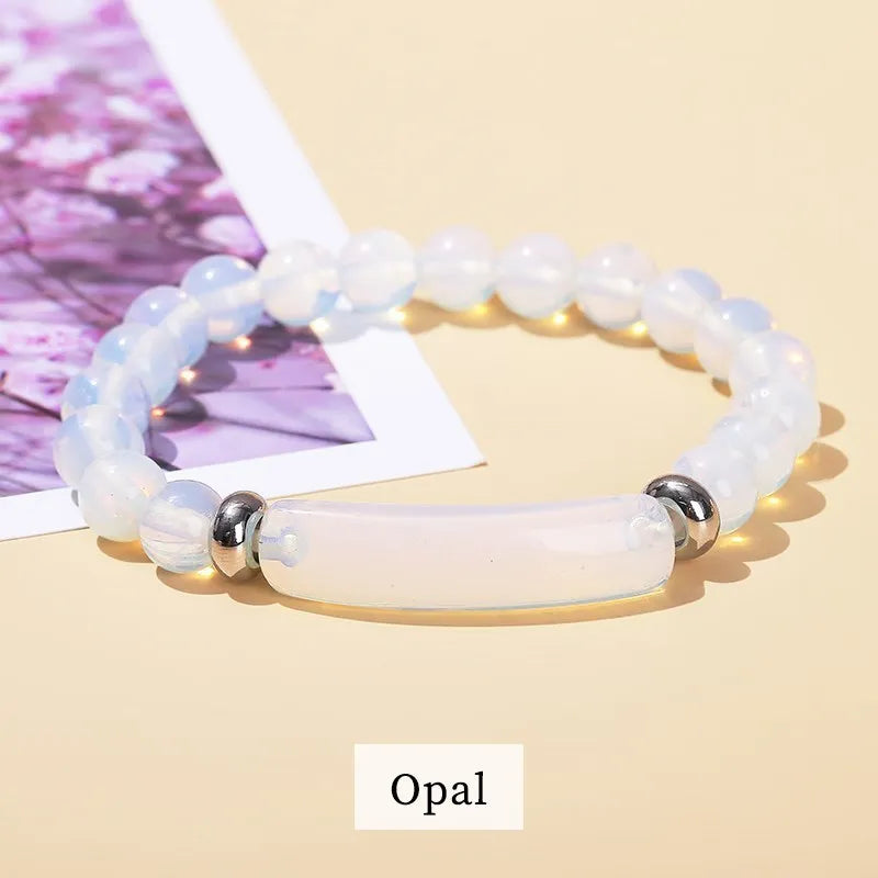 JD Natural Stone Tiger Eye Amethyst Rectangle Bar Charm Bracelet Women Men Reiki Healing Bead Chakra Bangles Couples Jewelry