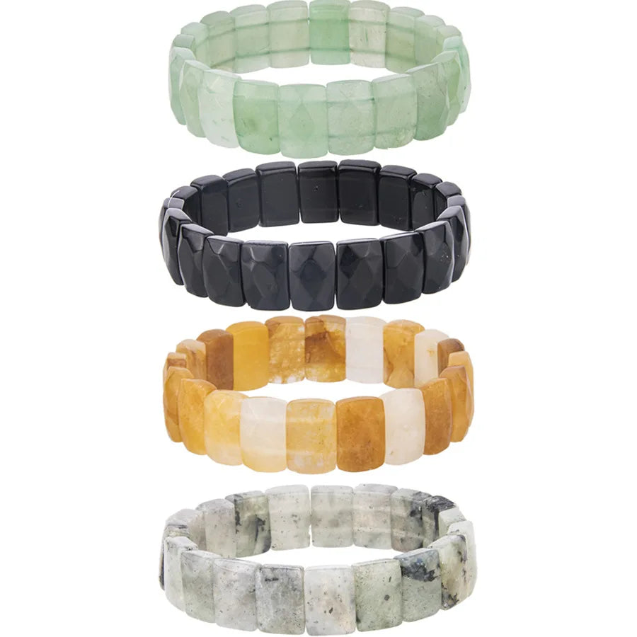 Fashion natural stone crystal rectangular cut square poker bracelet semi-precious stone agate bracelet
