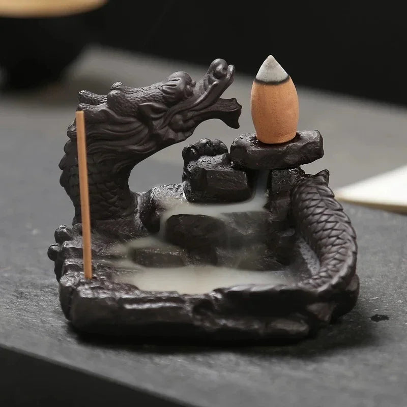 Y The Western Pterosaur Backflow Incense Burner Dragon for Incense Sticks Living Room Smoke Waterfall Incense Base Ceramic Stove