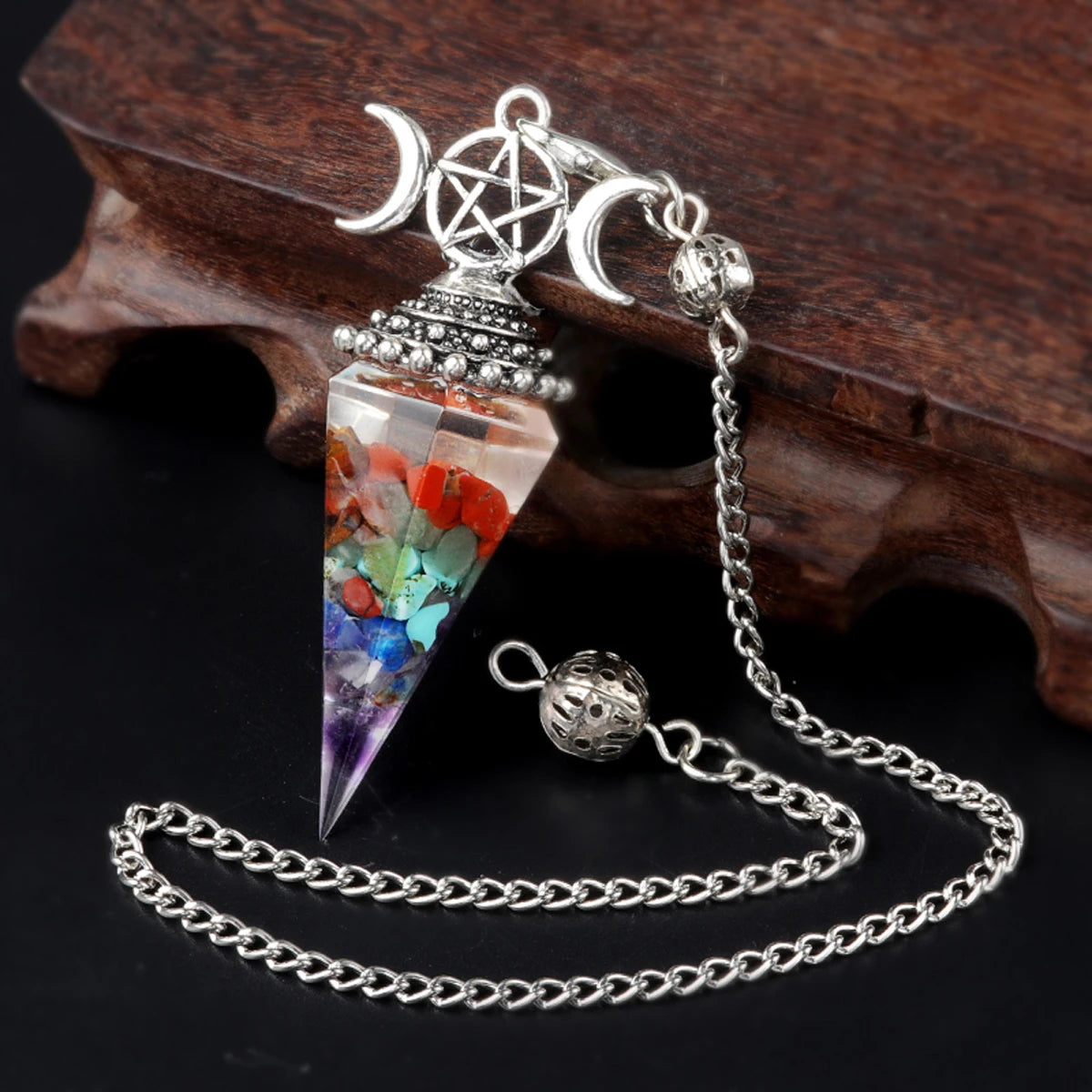 Three Phase Lunar Meditation Healing Natural Stone Tiger Eye Crystal Hexagonal Pyramid Spirit Pendulum Accessory Gift