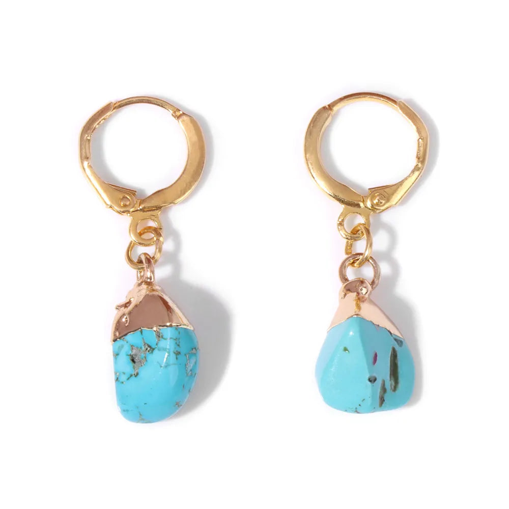 Natural Irregular Raw Stone Earrings Amethysts Apatite Lapis Quartz Stones Earring for Women Luxury Quality Jewelry Girls Gift