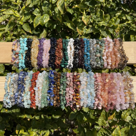33Color Natural Gem Stone Bracelet Irregular Crystal Stretch Chip beads Nuggets Bracelets Bangles Quartz Wristband For Women