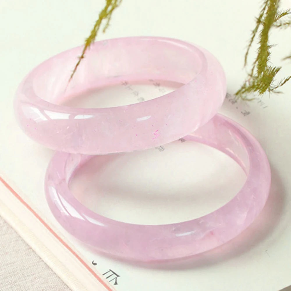 Madagascar Natural Pink Crystal Bangles Bracelet Natural Ice Jade Bangle Jewelry Light Pink Fashion Wedding Jewelry for Women