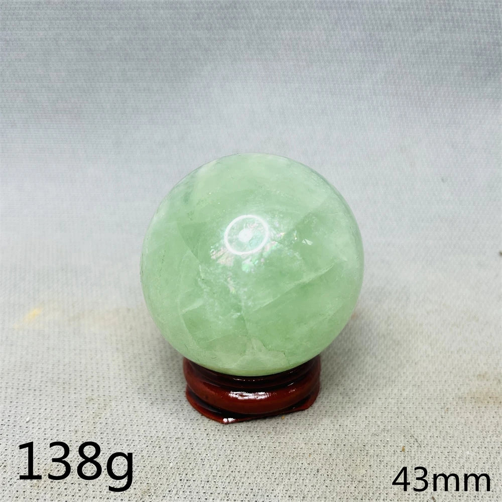 Natural Gem Ball Green Fluorite Rainbow Crystal Home Room Feng Shui Decoration Witchcraft Altar Supplie Energy Spiritual Healing