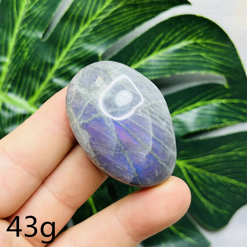 Natural Gemstone Purple Labradorite Palm  Double-sided Glitter Home Decor Holiday Gift Witchcraft Altar Crystal Stone Healing