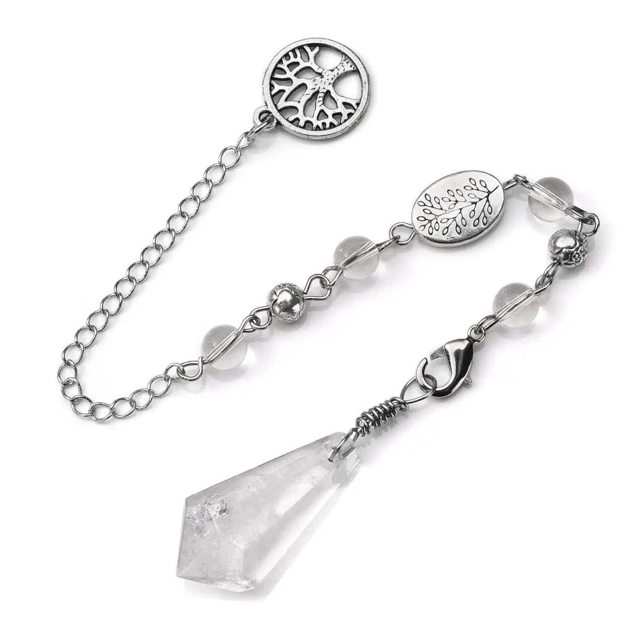 Natural Stone Green Aventurine Dowsing Pendulum Scrying Divination Healing Hexagonal Pointed Tree of Life Crystal Pendulums X058