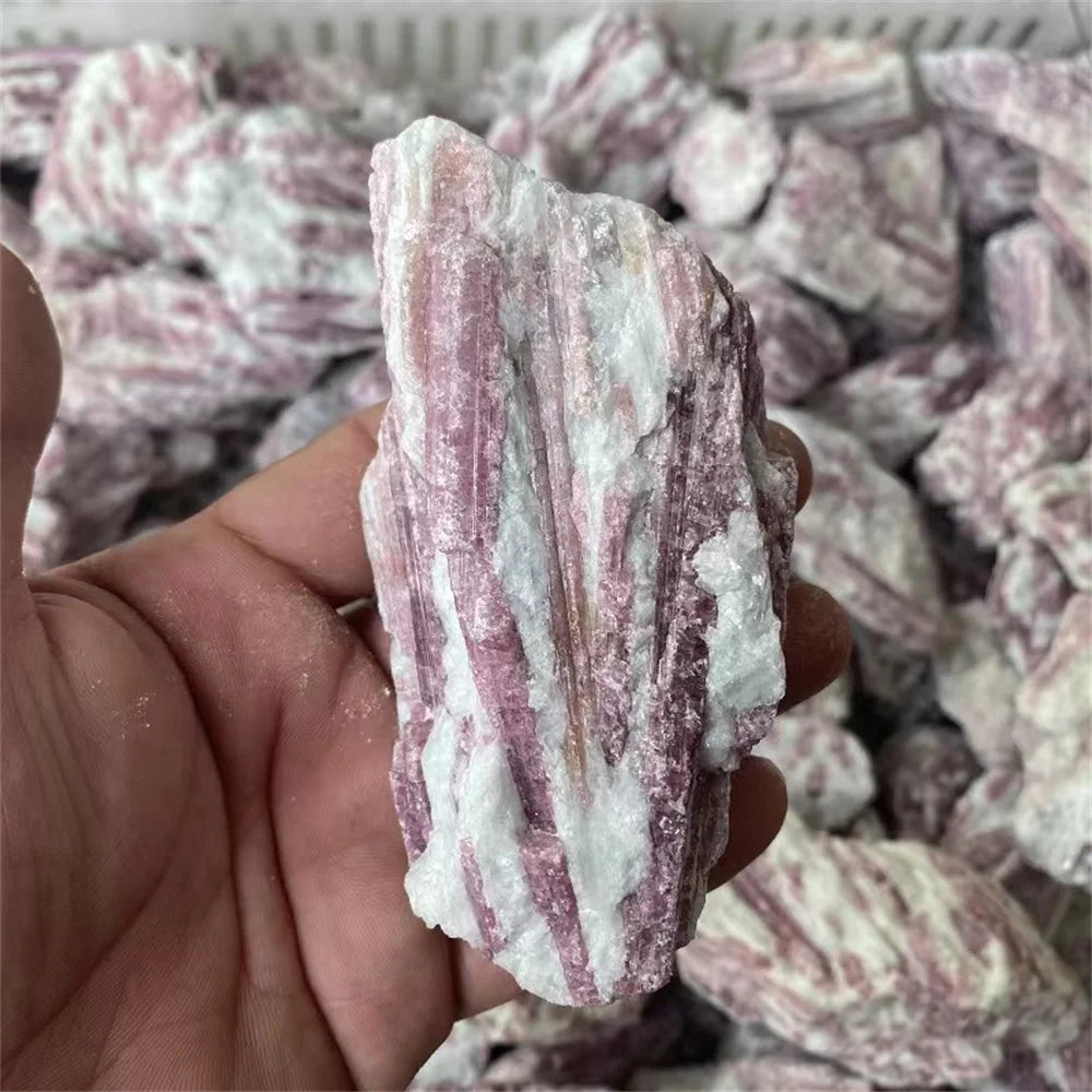 Wholesale Pink Plum Blossom Tourmaline Irregular Rough Raw Stones Natural Crystals Minerals  Decoration Gemstones  Gift