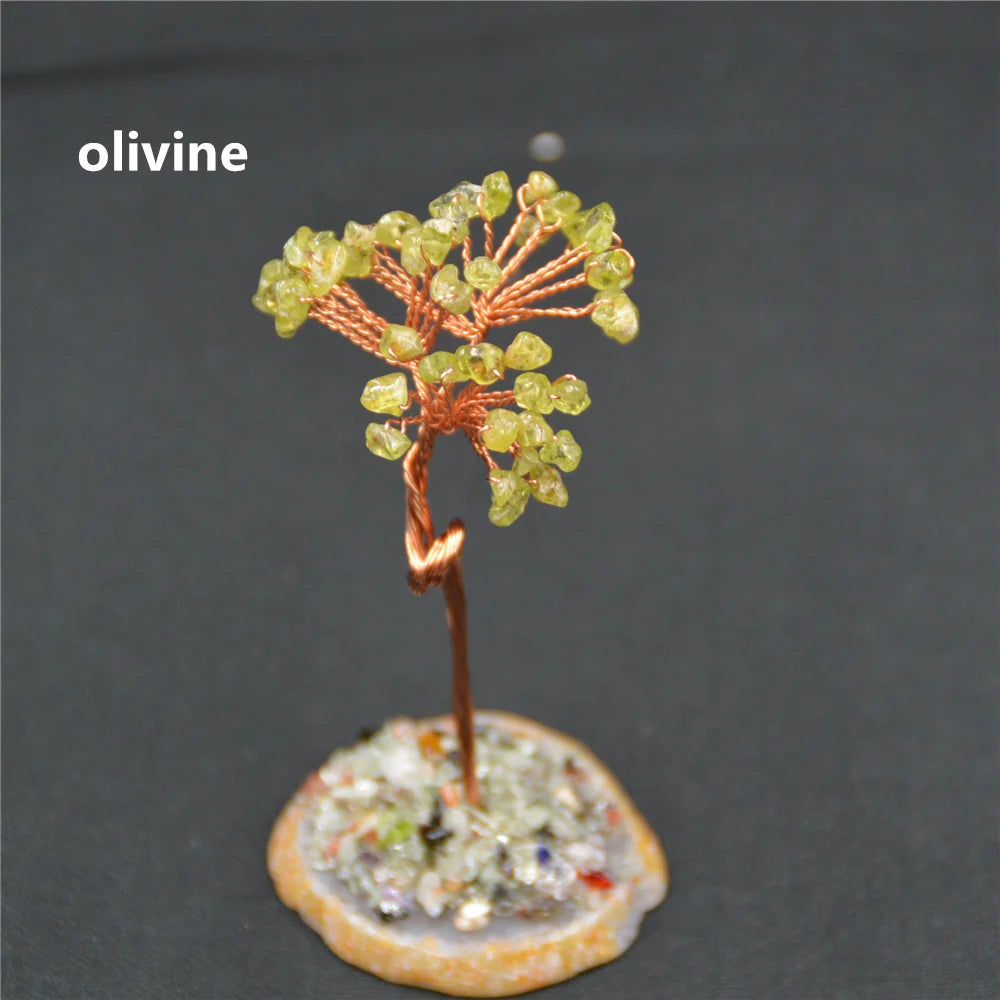 Natural Crystal Stone Tree Citrine Quartz Gem Agate Slice Chakra Base Colourful Reiki Healing Rock Mineral Room Home Decor Gift