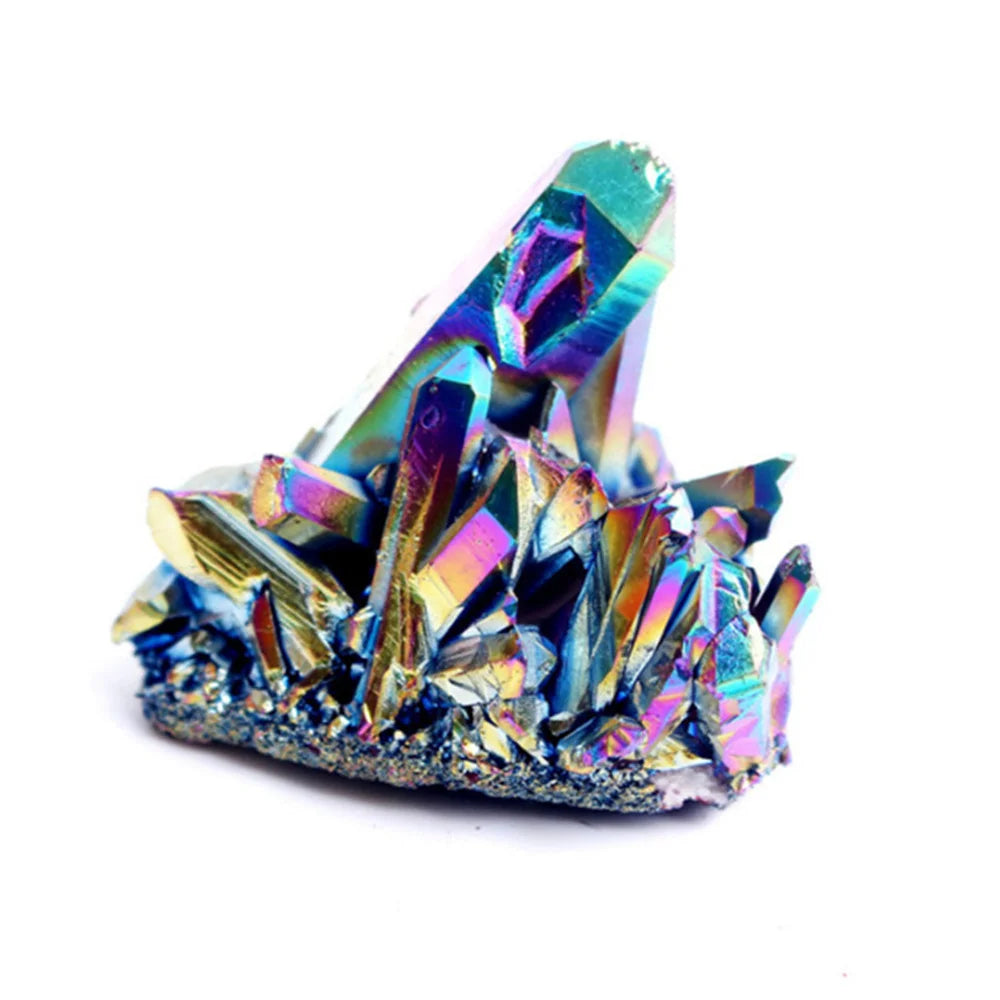 1pc Natural Quartz Crystal Rainbow Titanium Cluster Point Rare Home Decoration Craft Reiki Stone Can Healing Specimen Mineral