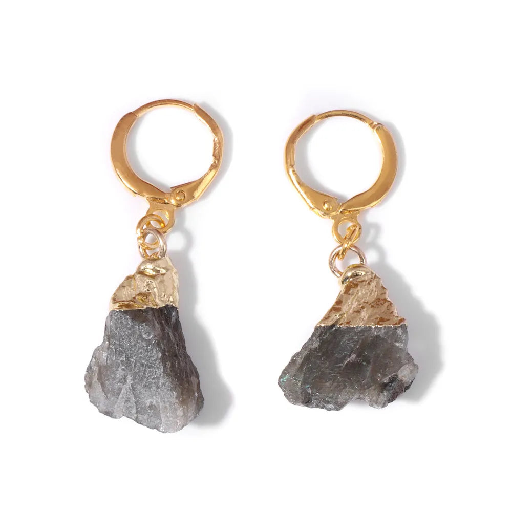 Natural Irregular Raw Stone Earrings Amethysts Apatite Lapis Quartz Stones Earring for Women Luxury Quality Jewelry Girls Gift