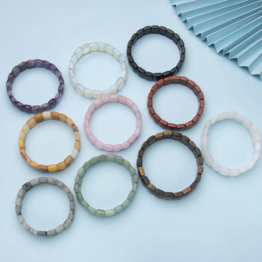 Fashion natural stone crystal rectangular cut square poker bracelet semi-precious stone agate bracelet
