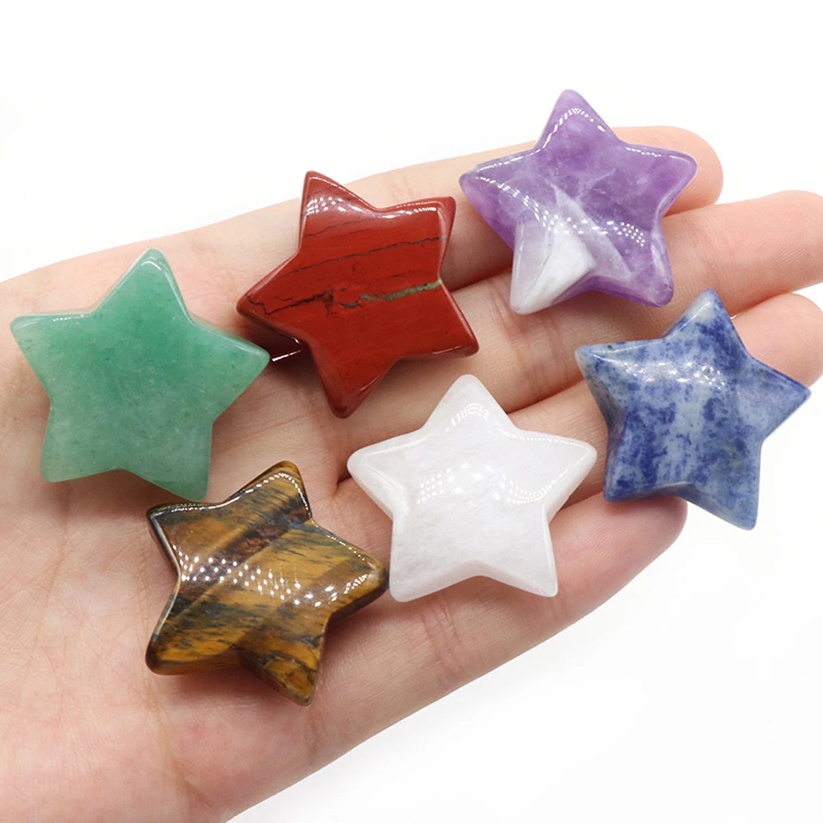 1 PC Star Statue Natural Crystal Onyx Bare Stone Meditation Healing Reiki Gems Gift Collection Home Decor Decorations 30x30mm