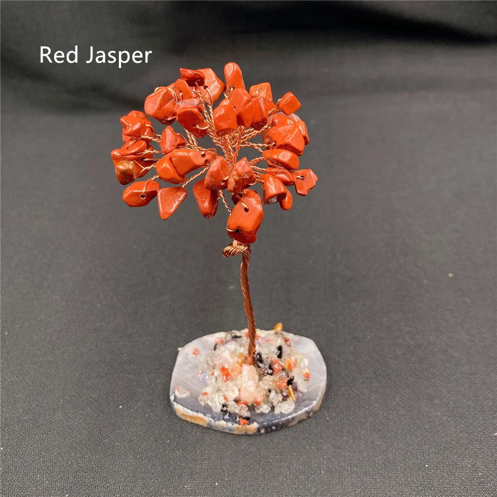 Natural Crystal Stone Tree Citrine Quartz Gem Agate Slice Chakra Base Colourful Reiki Healing Rock Mineral Room Home Decor Gift