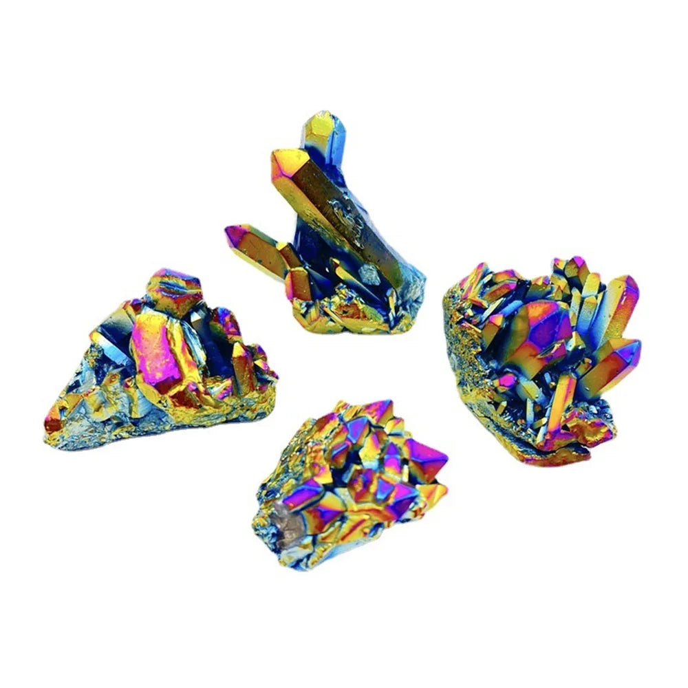1pc Natural Quartz Crystal Rainbow Titanium Cluster Point Rare Home Decoration Craft Reiki Stone Can Healing Specimen Mineral