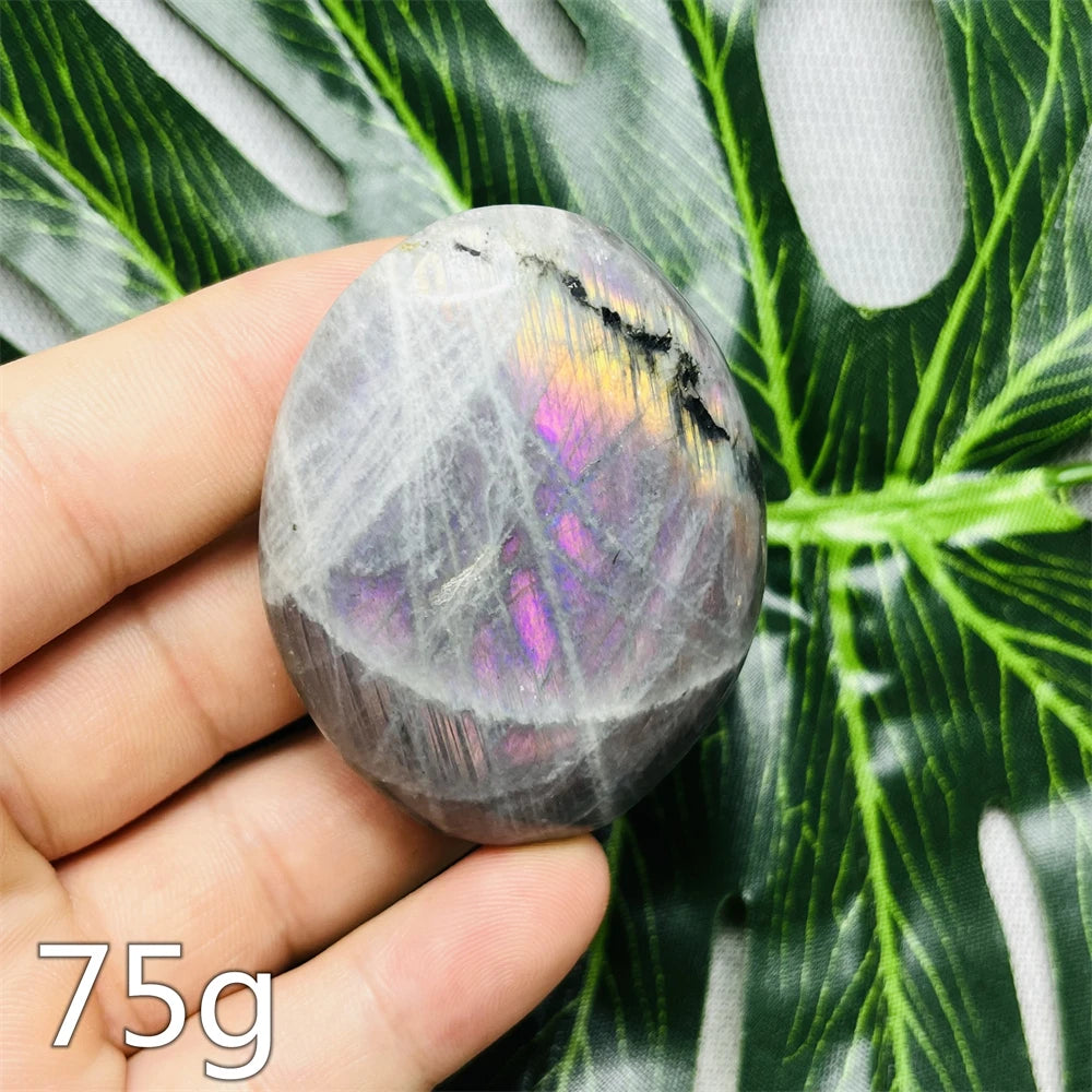 Natural Gemstone Purple Labradorite Palm  Double-sided Glitter Home Decor Holiday Gift Witchcraft Altar Crystal Stone Healing